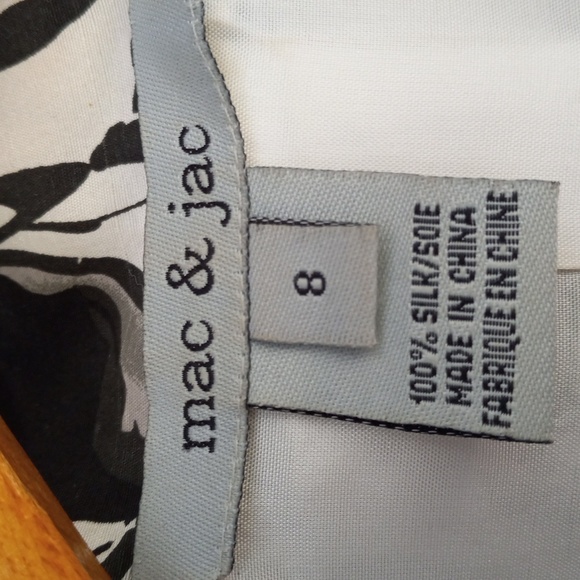 Mac & Jac Black Cream 100%Silk Fully Lined Cloth Button Lightweight Blazer Size8 - Picture 2 of 9